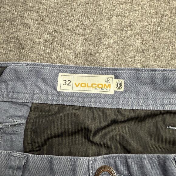 Volcom True To This Chino Shorts Men's 32 Blue Stretch 10" Inseam Skater Grunge - Picture 2 of 8